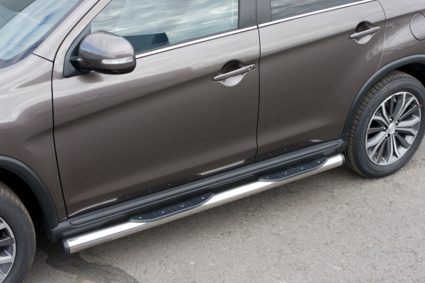 Фото Пороги труба d76 с накладками (вариант 2) PEUGEOT 4008 2012-2017