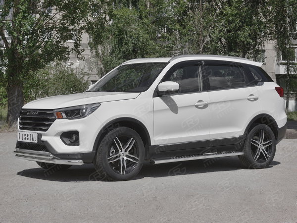 Фото Пороги труба 120х60 овал с проступью LIFAN X70 2018-