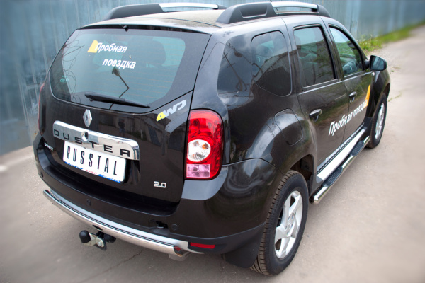 Фото Защита заднего бампера d75х42 овал RENAULT Duster 4x4 2011-2014
