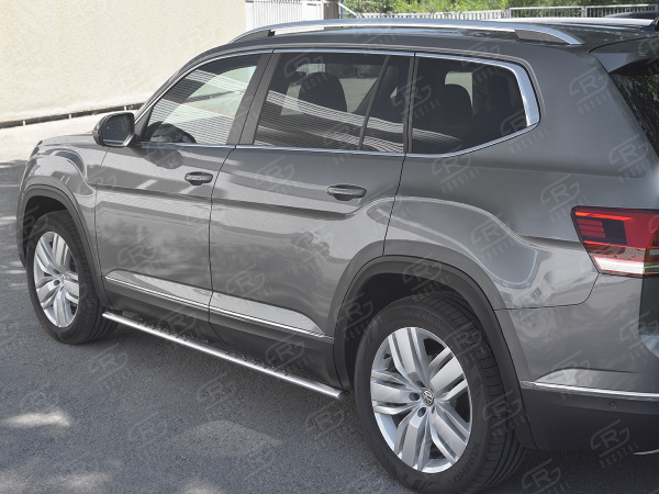 Фото Пороги труба 75х42 овал с проступью VOLKSWAGEN TERAMONT 2017-