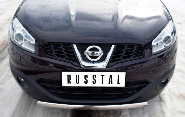 Фото Защита переднего бампера d75х42 овал (дуга) NISSAN Qashqai+2 2010-2013