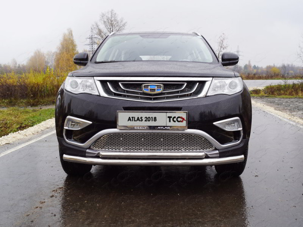 Фото Защита передняя нижняя (двойная) 60,3/42,4 мм для Geely Atlas 2018-