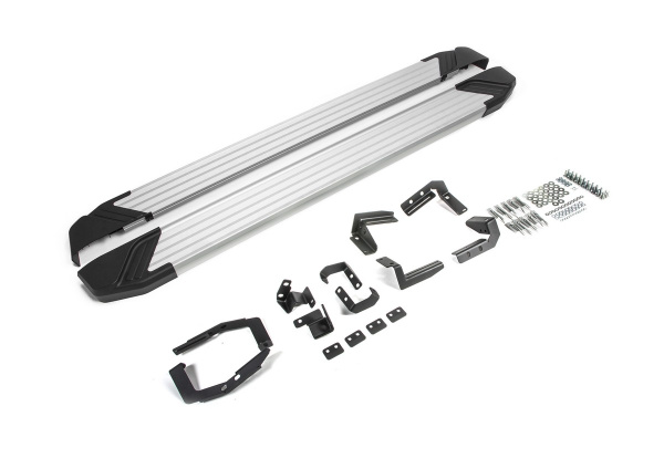 Фото Пороги алюминиевые Rival "Silver" для Hyundai Santa Fe 2018-