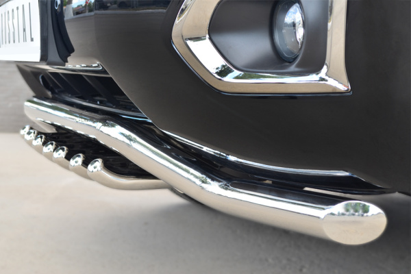 Фото Защита переднего бампера d63 (волна)+d42 (зубы) NISSAN Patrol 2014-