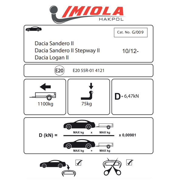 фото Фаркоп Imiola для Renault Logan II (2012-2022)