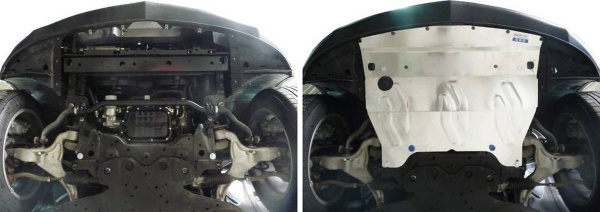 Фото Защита картера Rival для Infiniti EX25/35 2008-2013/G35 2006-2010/G37 2010-2014/QX50 2013-2016 2016-2018, алюминий 4 мм, с крепежом, 333.2403.2