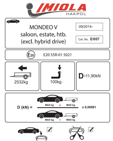 Фаркоп Imiola для Ford Fusion «USA» II (2012-2020)