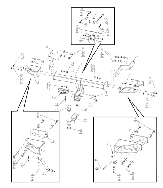 фото Фаркоп BERG «быстросъемный под квадрат» для Hyundai Santa Fe V (2023-)