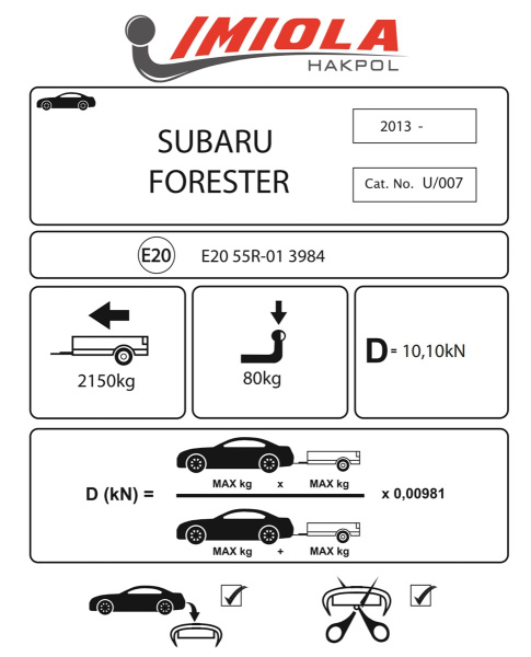 фото Фаркоп Imiola для Subaru Forester 2013-