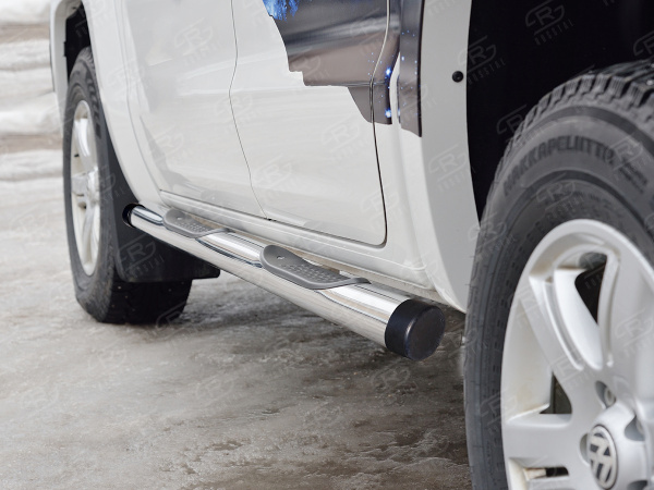 Фото Пороги труба d76 с накладкой (вариант 2) VOLKSWAGEN AMAROK 2016-