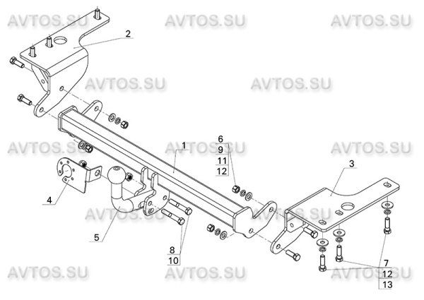 фото Фаркоп AvtoS для Toyota Corolla «седан» XI (2012-2020)