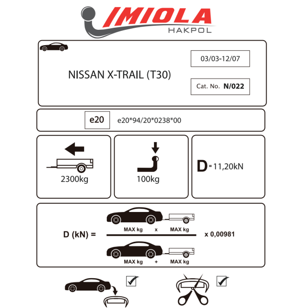 фото Фаркоп Imiola для Nissan X-Trail T30 2003-2007