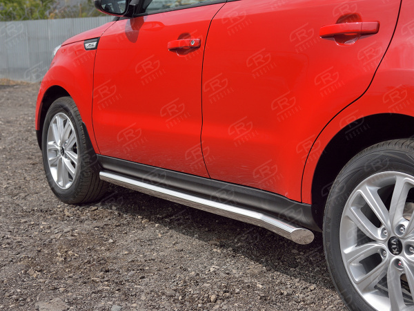 Фото Пороги труба d63 (вариант 1) KIA SOUL 2017-