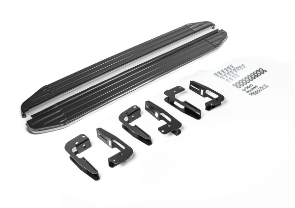 Фото Пороги алюминиевые Rival "Premium" для Mitsubishi Pajero IV 2006-2011-2014-