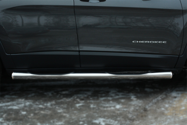Фото Пороги труба d76 с накладкой (вариант 3) JEEP Cherokee 2014-
