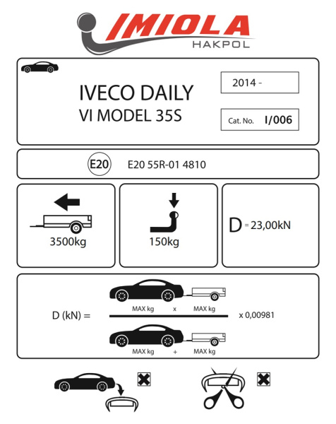 фото Фаркоп Imiola для Iveco Daily VI 35S фургон 2014-