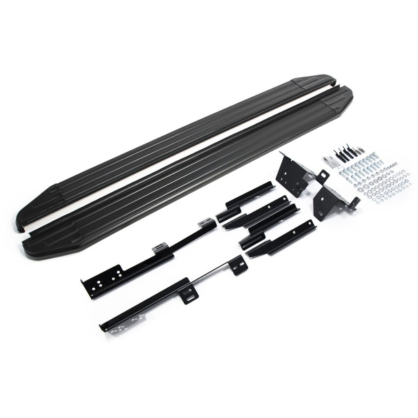 Фото Пороги алюминиевые Rival "Premium-Black" для Nissan X-Trail 2015-