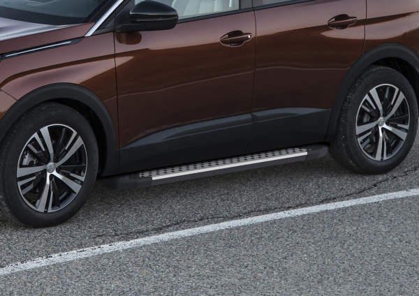 Фото Пороги алюминиевые Rival "Bmw-Style круги" для Peugeot 3008 II 2016-н.в.