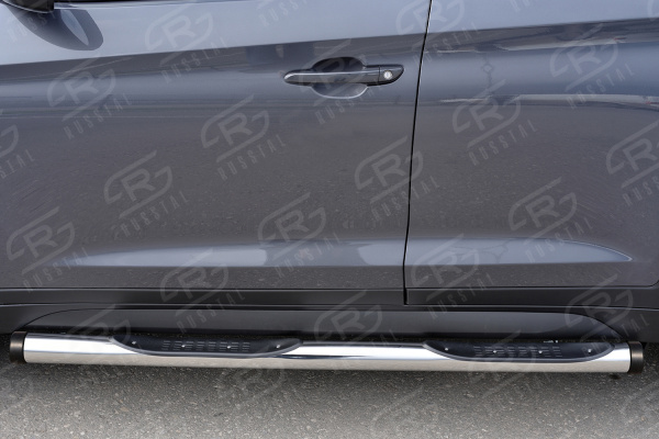 Фото Пороги труба d76 с накладкой (вариант 2) HYUNDAI Tucson 2015-2017