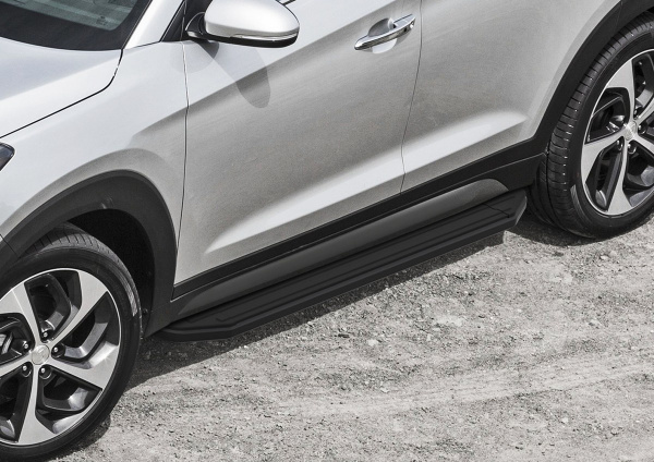 Фото Пороги алюминиевые Rival "Premium-Black" для Kia Sportage 2016-