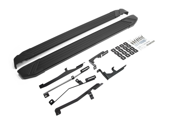 Фото Пороги алюминиевые Rival "Black" для Hyundai Grand Santa Fe 2012-2016-