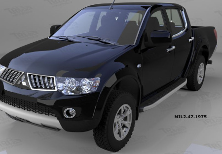 Пороги алюминиевые (Alyans) Mitsubishi L200 (2006-2013 / 2014-)