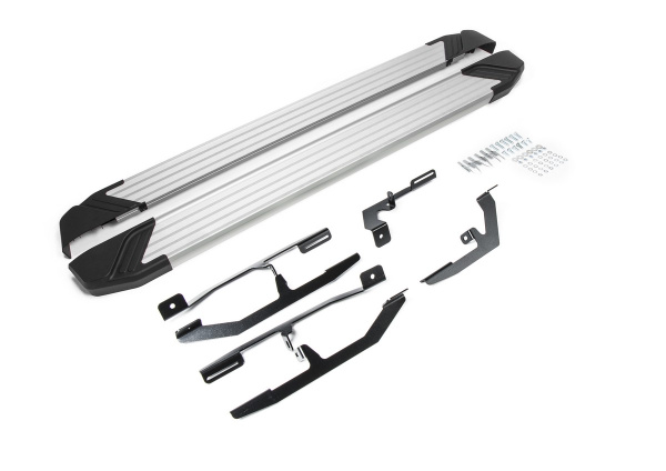 Фото Пороги алюминиевые Rival "Silver" для Kia Soul 2017-