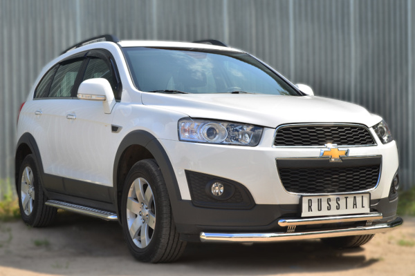 Фото Защита переднего бампера d63 (секции) d42 (дуга) декор-паз CHEVROLET Captiva 2013-2016
