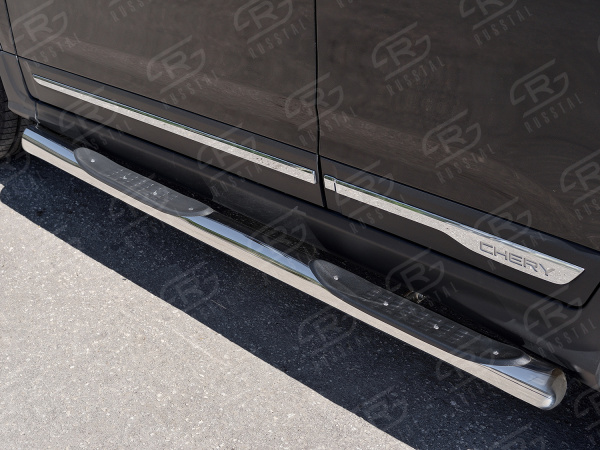 Фото Пороги труба d76 с накладкой (вариант 3) CHERY TIGGO 5 2014