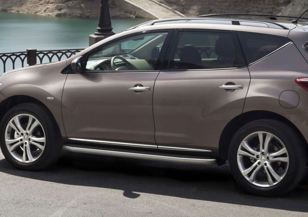 Фото Пороги алюминиевые Rival "Premium-Black" для Nissan Murano 2009-2016