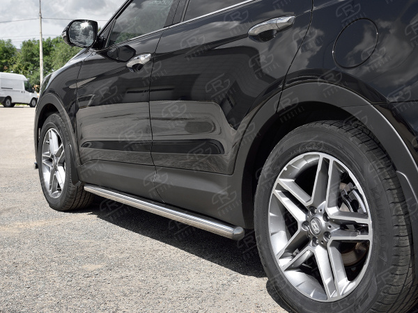 Фото Пороги труба d63 (вариант 3) HYUNDAI SANTA FE GRAND 2016-2018
