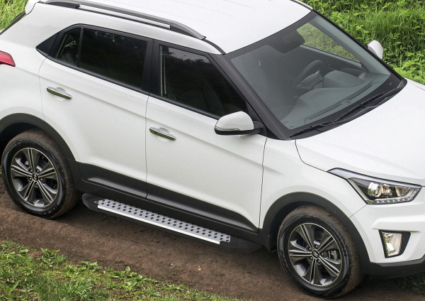 Фото Пороги алюминиевые Rival "Bmw-Style" для Hyundai Creta 2016-