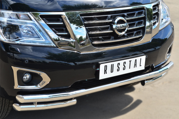 Фото Защита переднего бампера d63 (секции) d63 (уголки) NISSAN Patrol 2014-