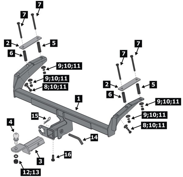 Фаркоп BERG «быстросъемный под квадрат» для Chevrolet Niva I (2002-2009) "включая авто с ГБО"
