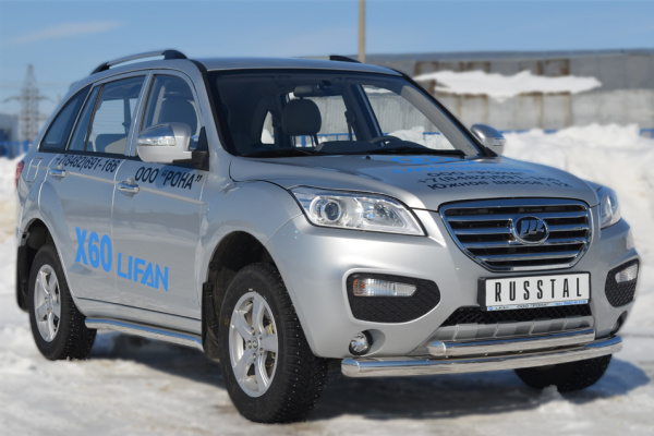 Фото Защита переднего бампера d76/63 (дуга) LIFAN X60 2011-2016