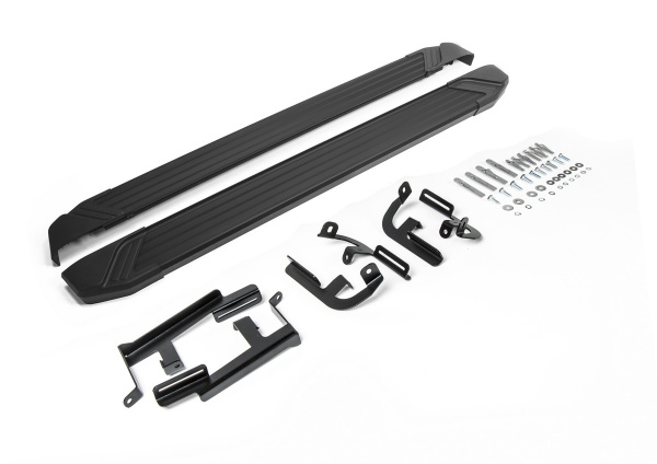 Фото Пороги алюминиевые Rival "Black" для Lifan X60 2016-