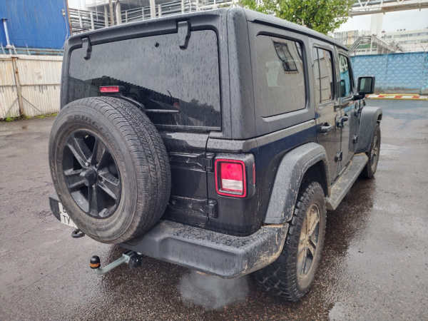 фото Фаркоп Мотодор с оцинкованным шаром на Jeep Wrangler III (2007-2018), (2018-), только для американской версии ( номерной знак расположен слева)