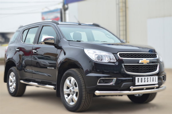 Фото Пороги труба d76 с накладкой (вариант 2) CHEVROLET Trailblazer 2012-