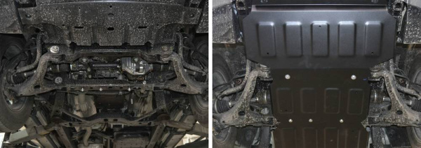 Фото Защита радиатора и картера Автоброня для Kia Mohave 2017-, V - все; 2 Части