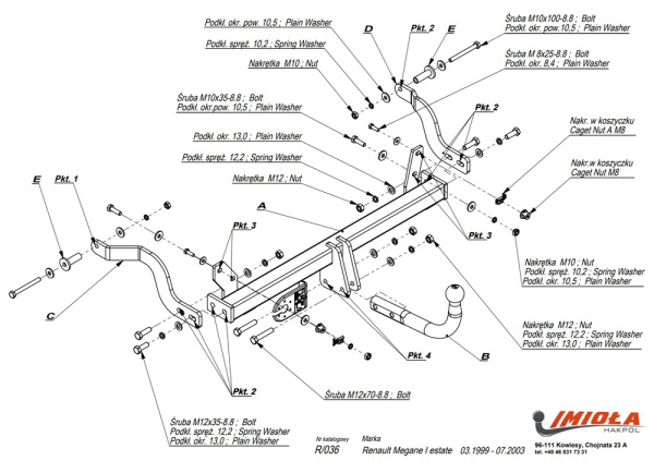 фото Фаркоп Imiola для Renault Megane I универсал 1999-2003
