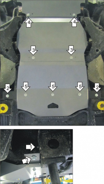 Фото Защита двигателя и переднего дифференциала алюминиевая Мотодор Mitsubishi Pajero Sport II  2012-2016 АКПП