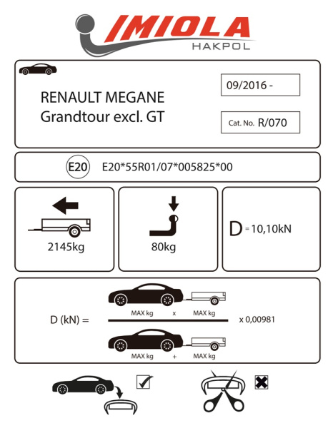 фото Фаркоп Imiola для Renault Megane IV универсал (2016-) "кроме GT"