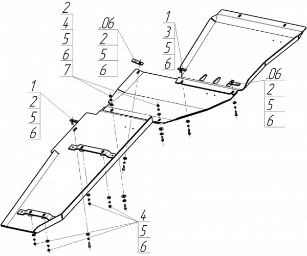Фото Защита алюминиевая Мотодор Ford F-150 Raptor SuperCab 2010-2017 (КПП, разд. коробки, топл. бака)