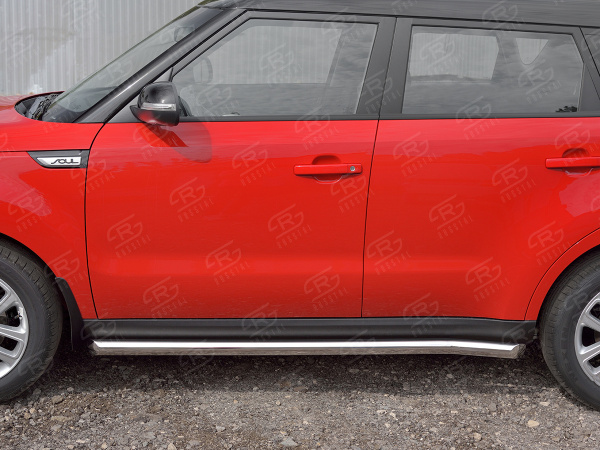 Фото Пороги труба d63 (вариант 1) KIA SOUL 2017-