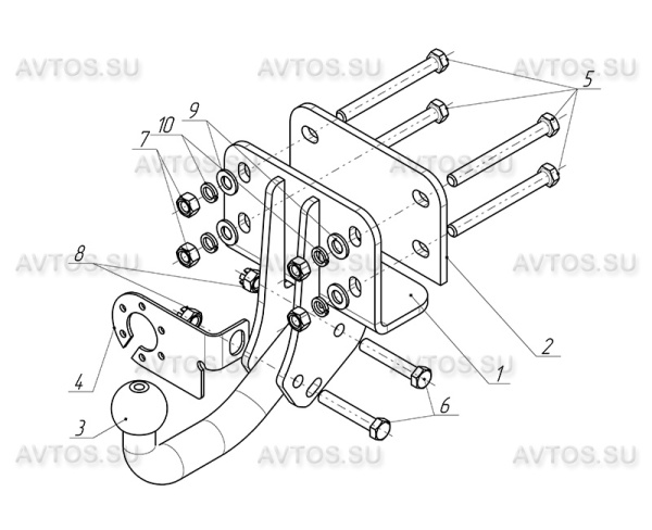 фото Фаркоп AvtoS для TOYOTA Hilux (2005-2015)
