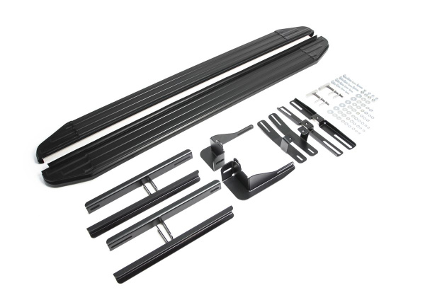 Фото Пороги алюминиевые Rival "Premium-Black" для Chery Tiggo 2006-2014