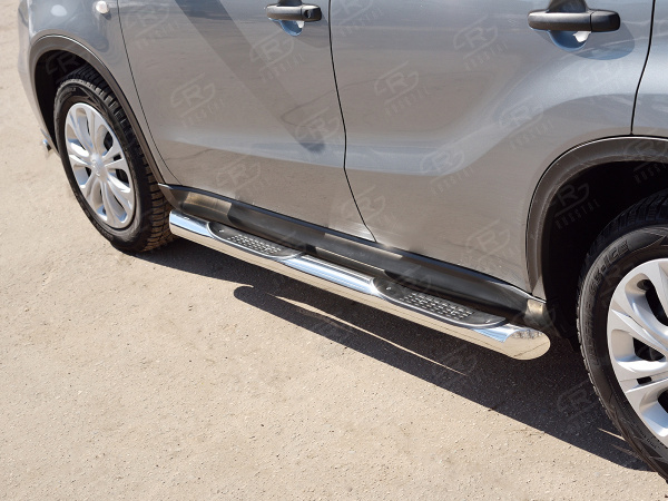 Фото Пороги труба d76 с накладкой (вариант 1) SUZUKI VITARA 2015-