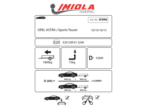 фото Фаркоп Imiola для Opel Astra «J» "универсал" (2009-2018)