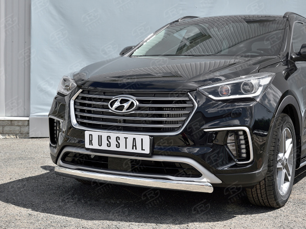 Фото Защита переднего бампера d75х42 дуга HYUNDAI SANTA FE GRAND 2016-2018