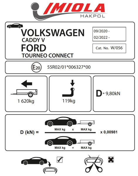 Фаркоп Imiola для Ford Tourneo Connect III (2022-)